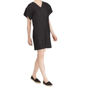 Lauren Ralph Lauren Ruffle Sleeve V-Neck Black Shift Denim Dress (10)